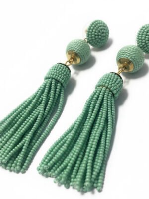 boho beaded earring for women in mint green colour