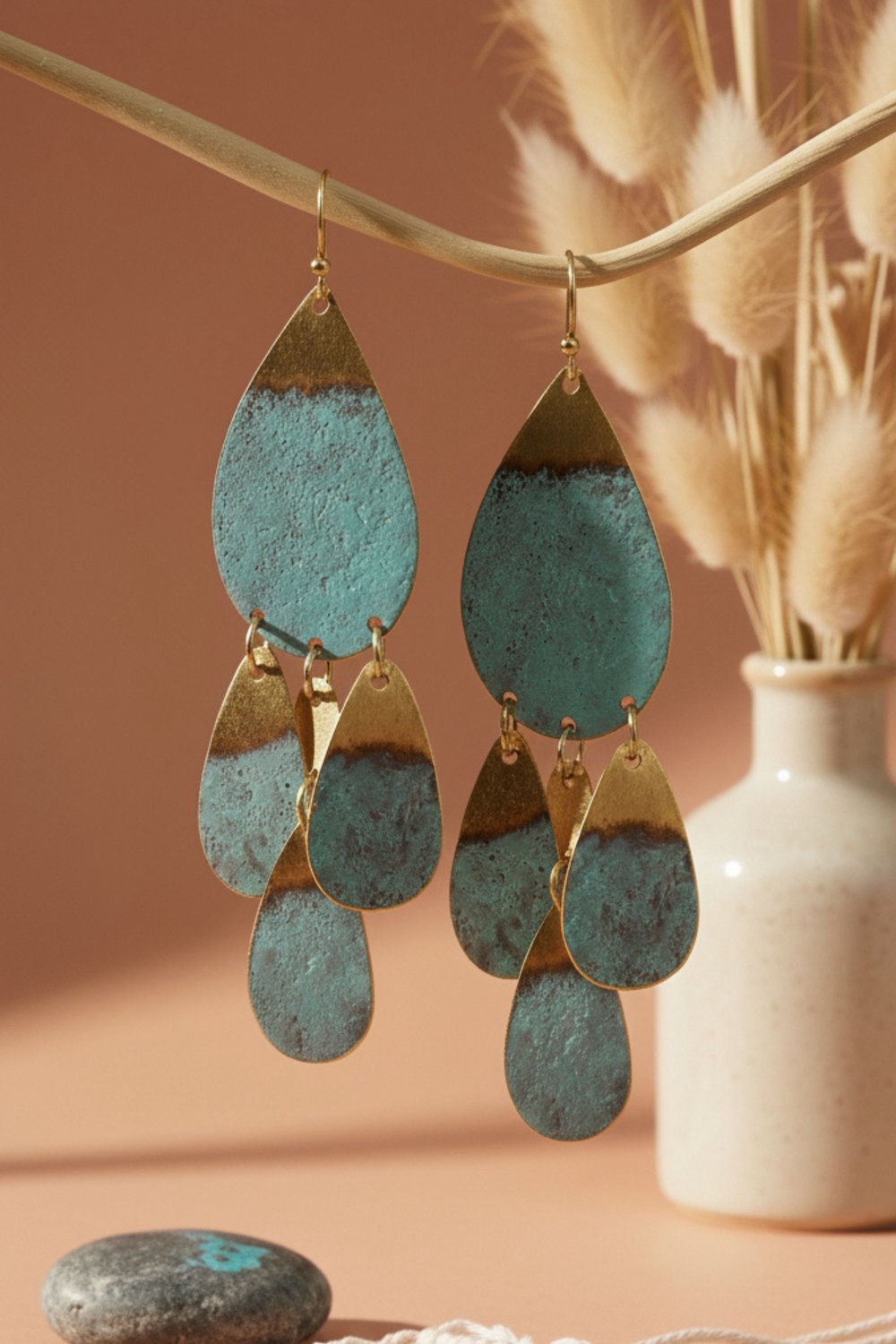 Patina Brass Earring - Image 3