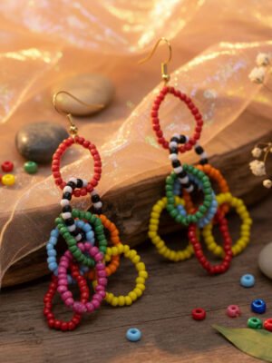 multicolour beaded earring
