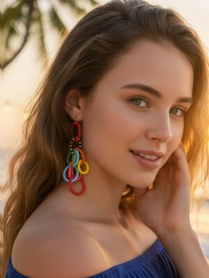 multicolour beaded earring