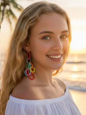 multicolour beaded earring