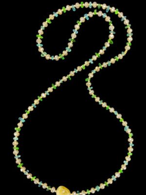 long necklace in green and gold colour for women