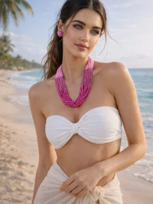 pink necklace for fashionable women