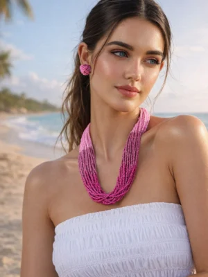 Pink necklace for women