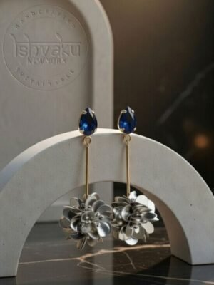 statement blue earrings for women