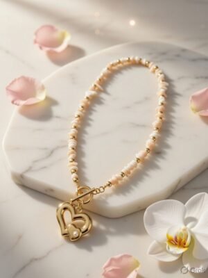 gold tone heart pendant necklace for women and girls